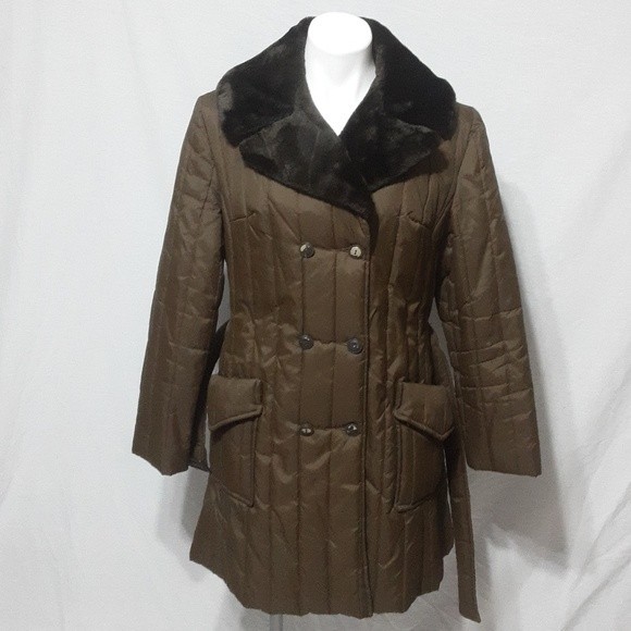 Vintage Mar Faye Quilted Puffer Belted Trench Coat Sz 16 Fits Small Winter Chic - Picture 3 of 13